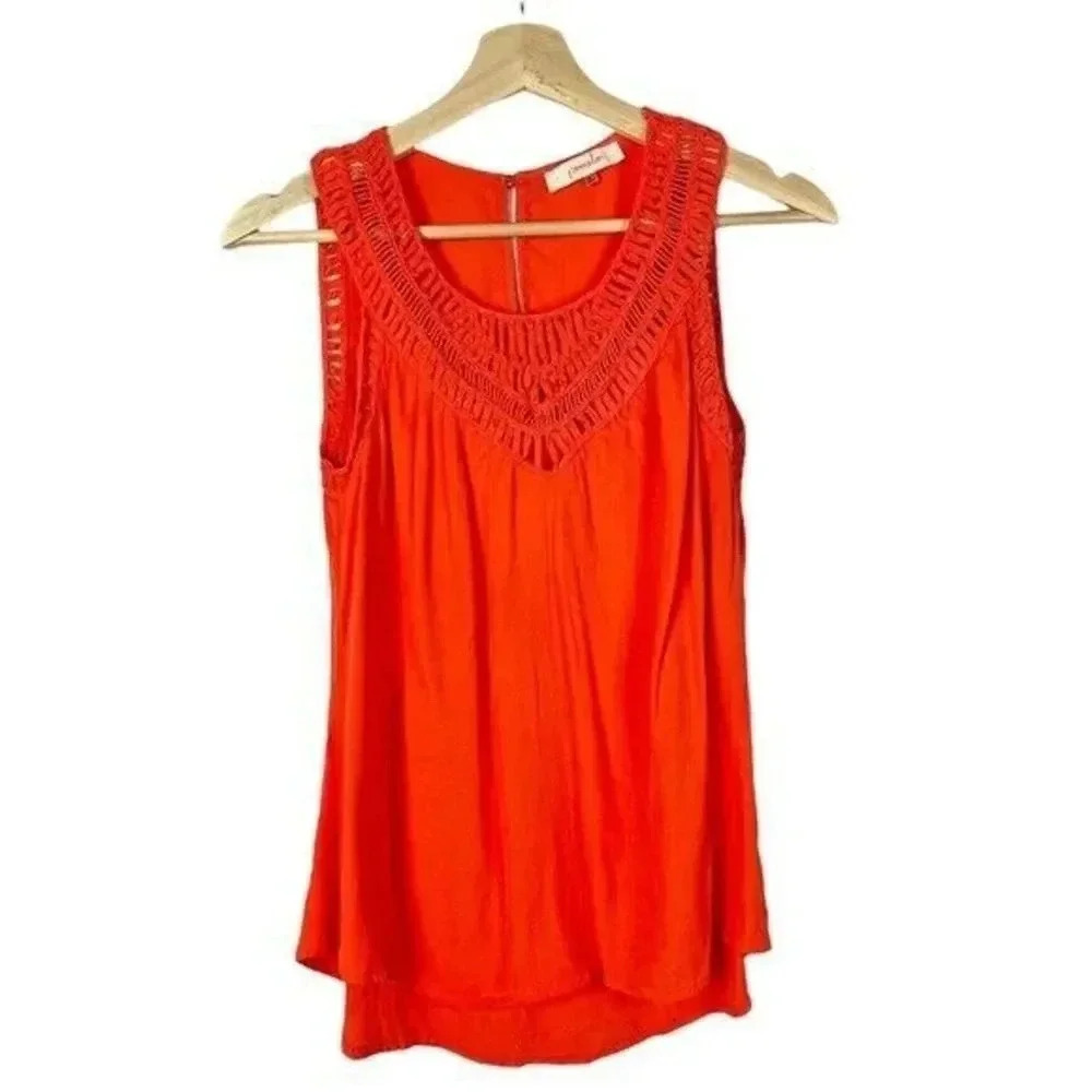 Boutique Pomelo Orange Crochet Bust Sleeveless Tank Top M